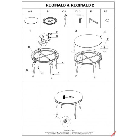 Stół szklany okrągły Reginald 120cm biały marmur / srebrny Halmar