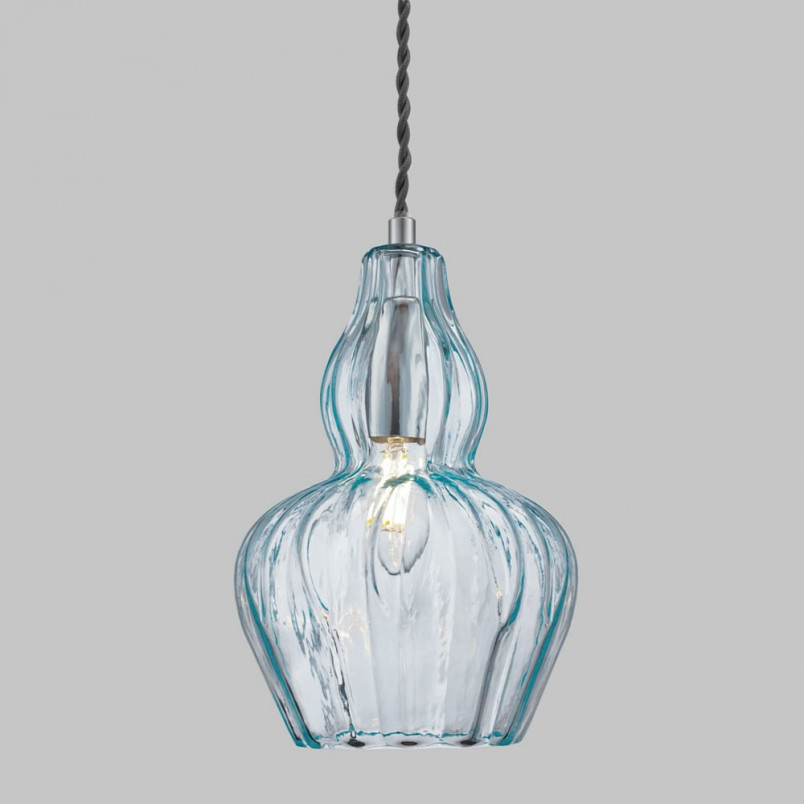 Lampa wisząca szklana Eustoma 16cm niebieska Maytoni