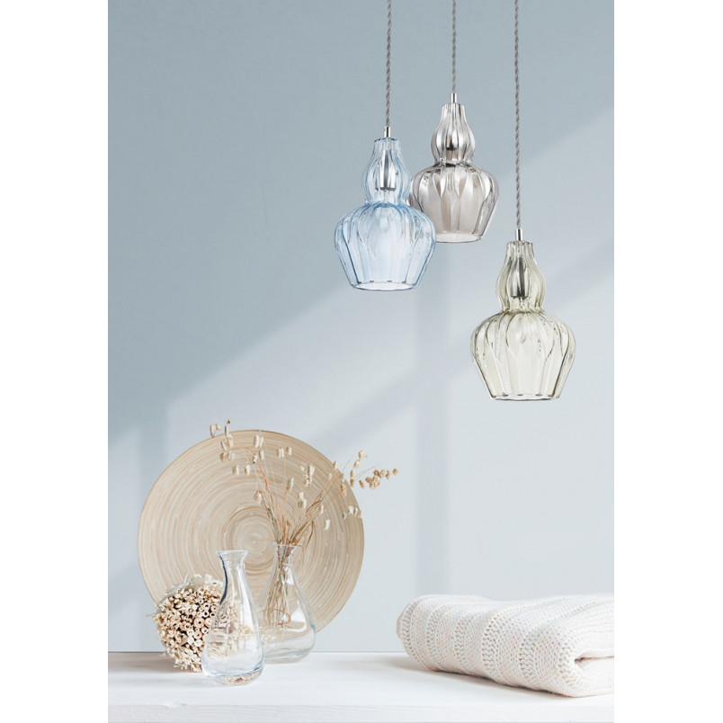 Lampa wisząca szklana Eustoma 16cm niebieska Maytoni