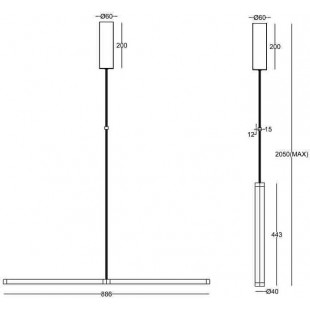 Lampa wisząca ściemniana Supersymmetry LED 4000K 88,6cm czarna Maytoni