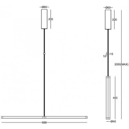 Lampa wisząca ściemniana Supersymmetry LED 4000K 88,6cm czarna Maytoni