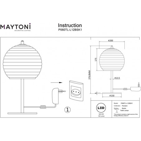 Lampa stołowa szklana modern Mystic przeźroczysty / mosiądz Maytoni