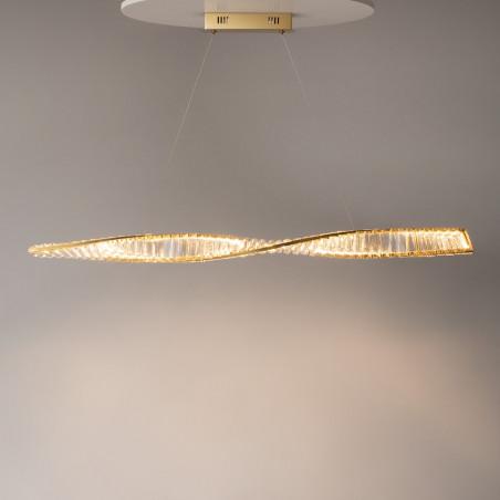Lampa wisząca kryształowa podłużna Krone LED 120cm przeźroczysty / mosiądz Maytoni