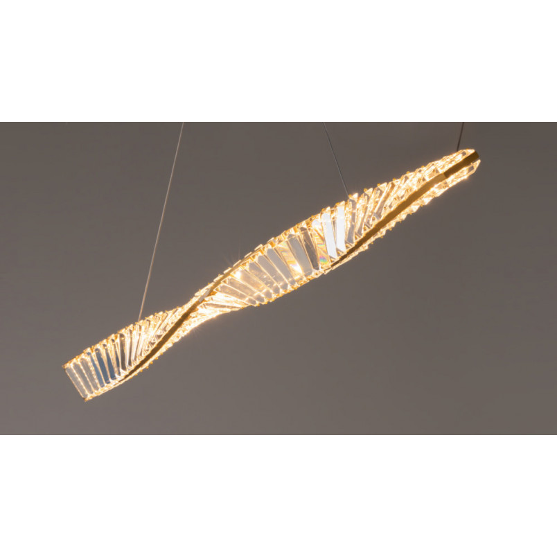 Lampa wisząca kryształowa podłużna Krone LED 120cm przeźroczysty / mosiądz Maytoni