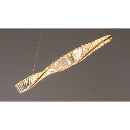 Lampa wisząca kryształowa podłużna Krone LED 120cm przeźroczysty / mosiądz Maytoni