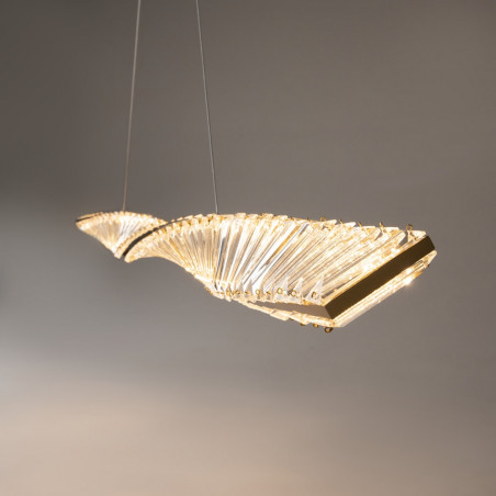 Lampa wisząca kryształowa podłużna Krone LED 120cm przeźroczysty / mosiądz Maytoni