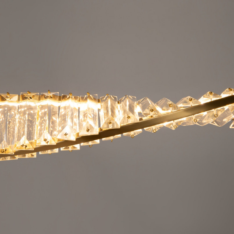 Lampa wisząca kryształowa podłużna Krone LED 120cm przeźroczysty / mosiądz Maytoni