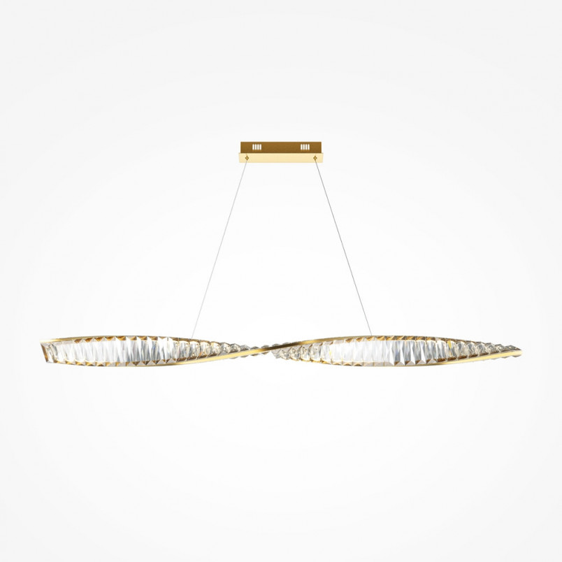 Lampa wisząca kryształowa podłużna Krone LED 120cm przeźroczysty / mosiądz Maytoni