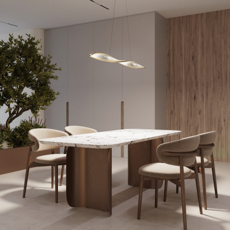 Lampa wisząca kryształowa podłużna Krone LED 120cm przeźroczysty / mosiądz Maytoni