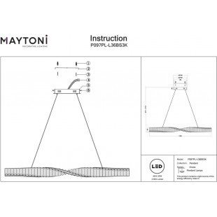 Lampa wisząca kryształowa podłużna Krone LED 120cm przeźroczysty / mosiądz Maytoni