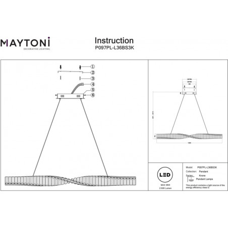 Lampa wisząca kryształowa podłużna Krone LED 120cm przeźroczysty / mosiądz Maytoni