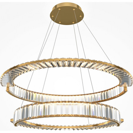 Lampa wisząca kryształowa 2 okręgi Krone LED 80,5cm przeźroczysty / mosiądz Maytoni