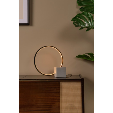 Lampa stołowa nowoczesna na betonowej podstawie Cirkelis LED 30,6cm czarna Lucide