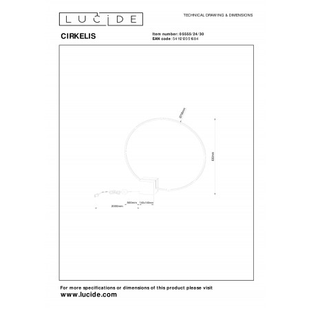 Lampa stołowa nowoczesna na betonowej podstawie Cirkelis LED 79,6cm czarna Lucide