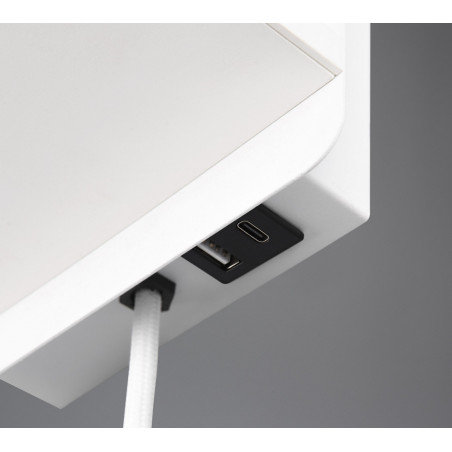 Kinkiet z włącznikiem, usb i ładowaniem indukcyjnym Comfort biały Trio