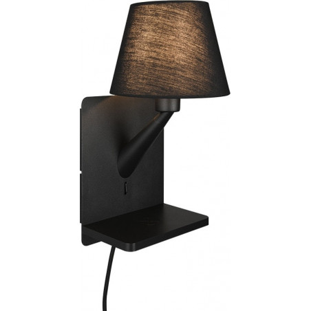 Kinkiet z włącznikiem, usb i ładowaniem indukcyjnym Comfort czarny Trio