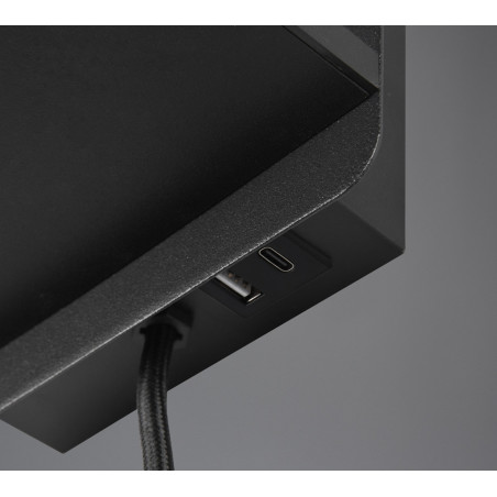 Kinkiet z włącznikiem, usb i ładowaniem indukcyjnym Comfort czarny Trio