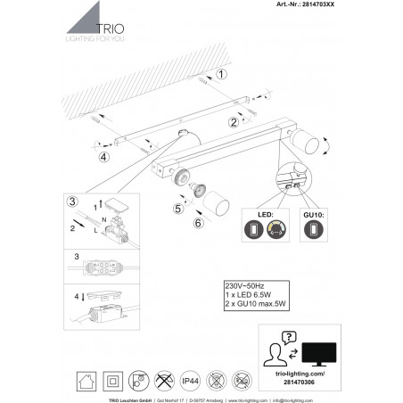Kinkiet łazienkowy z reflektorkami Enrico LED 60cm chrom Trio