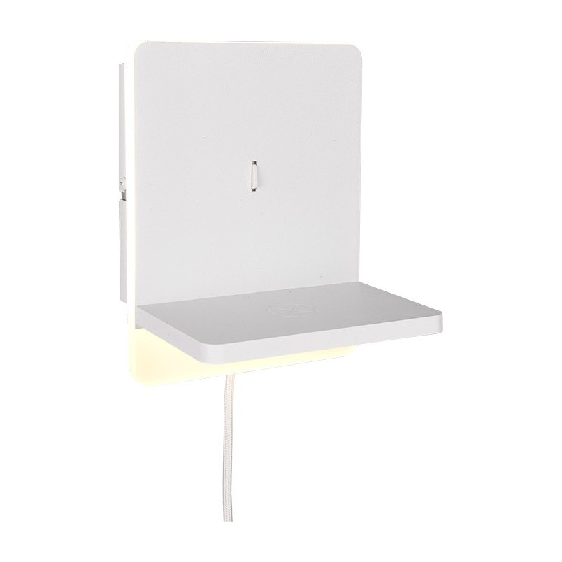 Kinkiet nowoczesny z półką usb i ładowaniem indukcyjnym Fairfield LED biały mat Trio