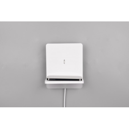Kinkiet nowoczesny z półką usb i ładowaniem indukcyjnym Fairfield LED biały mat Trio