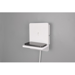 Kinkiet nowoczesny z półką usb i ładowaniem indukcyjnym Fairfield LED biały mat Trio
