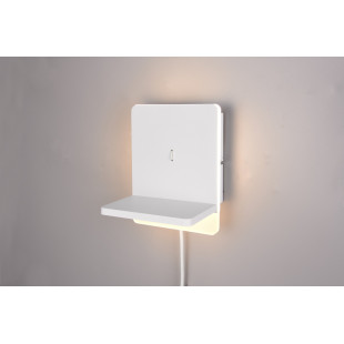 Kinkiet nowoczesny z półką usb i ładowaniem indukcyjnym Fairfield LED biały mat Trio