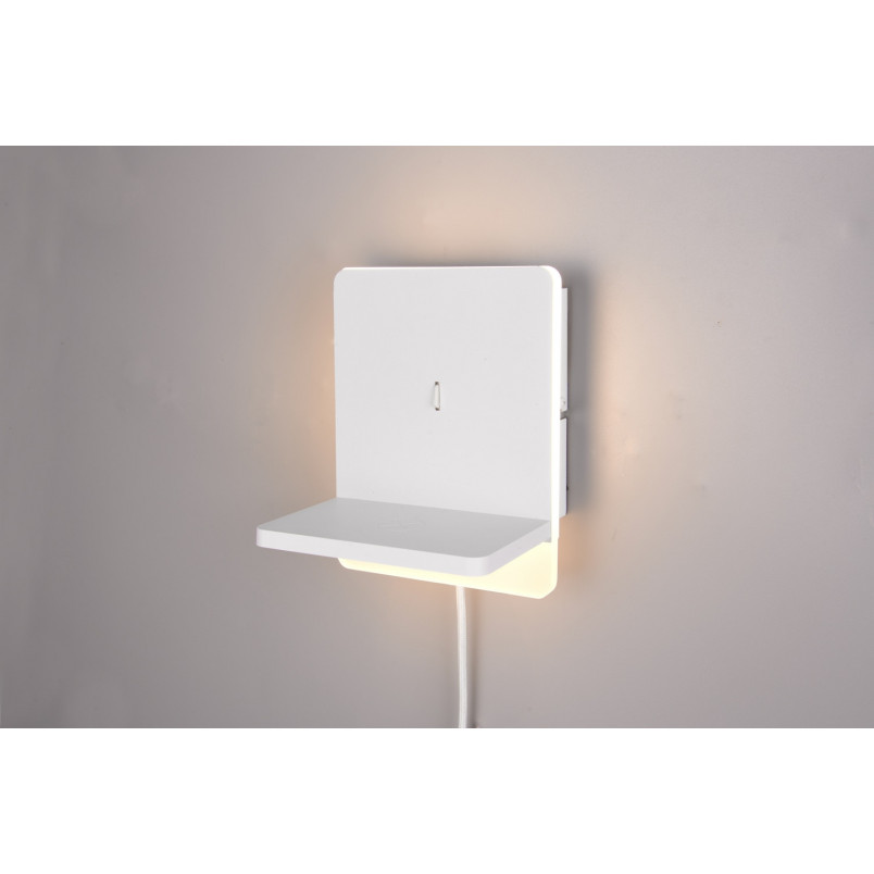 Kinkiet nowoczesny z półką usb i ładowaniem indukcyjnym Fairfield LED biały mat Trio