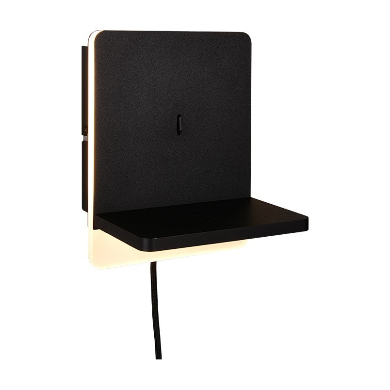 Kinkiet nowoczesny z półką usb i ładowaniem indukcyjnym Fairfield LED czarny mat Trio