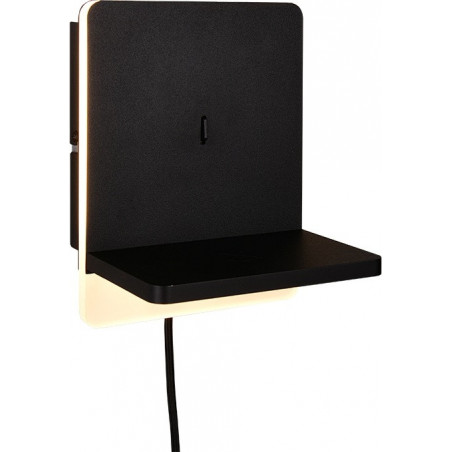 Kinkiet nowoczesny z półką usb i ładowaniem indukcyjnym Fairfield LED czarny mat Trio