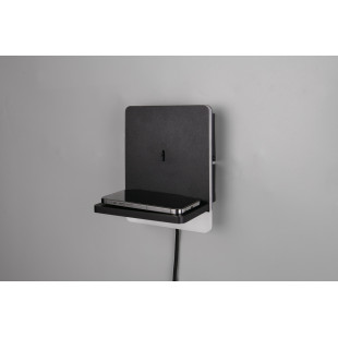 Kinkiet nowoczesny z półką usb i ładowaniem indukcyjnym Fairfield LED czarny mat Trio