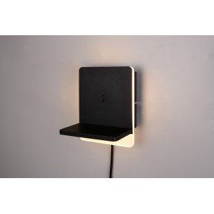 Kinkiet nowoczesny z półką usb i ładowaniem indukcyjnym Fairfield LED czarny mat Trio