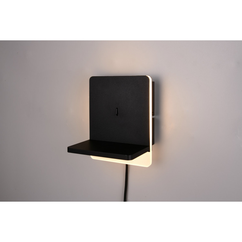 Kinkiet nowoczesny z półką usb i ładowaniem indukcyjnym Fairfield LED czarny mat Trio