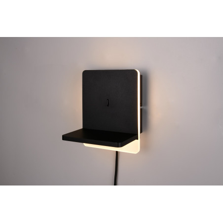 Kinkiet nowoczesny z półką usb i ładowaniem indukcyjnym Fairfield LED czarny mat Trio
