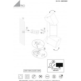 Kinkiet nowoczesny regulowany Raglan LED biały mat Trio