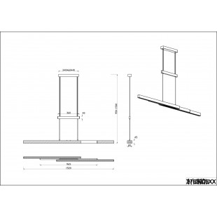 Lampa wisząca podłużna z dotykową regulacją Trajan LED 152cm drewno / czarny Trio