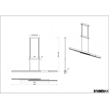 Lampa wisząca podłużna z dotykową regulacją Trajan LED 152cm drewno / czarny Trio