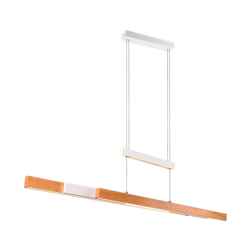 Lampa wisząca podłużna z dotykową regulacją Trajan LED 152cm drewno / biały Trio