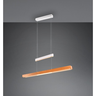 Lampa wisząca podłużna z dotykową regulacją Trajan LED 152cm drewno / biały Trio