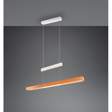 Lampa wisząca podłużna z dotykową regulacją Trajan LED 152cm drewno / biały Trio