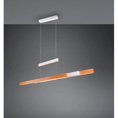 Lampa wisząca podłużna z dotykową regulacją Trajan LED 152cm drewno / biały Trio