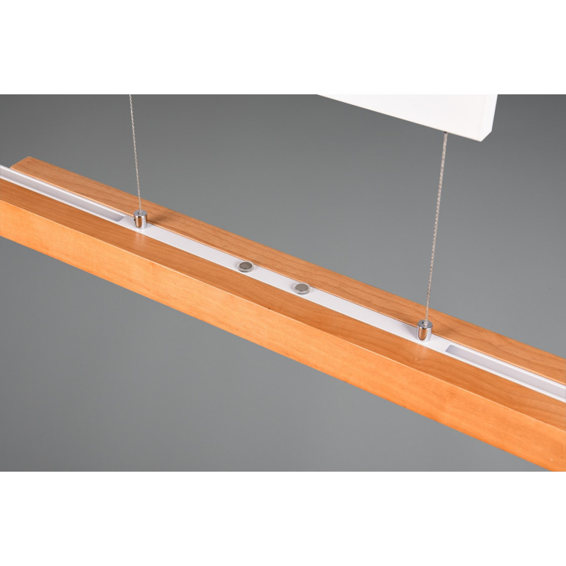 Lampa wisząca podłużna z dotykową regulacją Trajan LED 152cm drewno / biały Trio