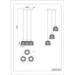 Lampa wisząca szklana ryflowana Tarifa III 37cm chromowany szary / czarny Trio