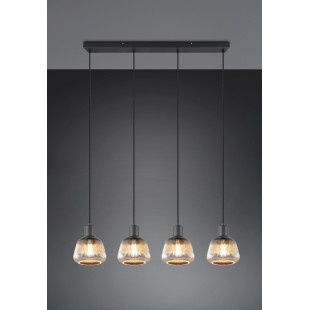 Lampa wisząca szklana ryflowana na listwie Tarifa IV 90cm chromowany szary / czarny Trio