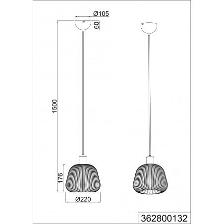 Lampa wisząca szklana ryflowana Tarifa 22cm chromowany szary / czarny Trio