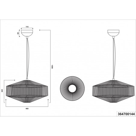 Lampa wisząca sznurkowa japandi Svea 46cm kremowa Trio
