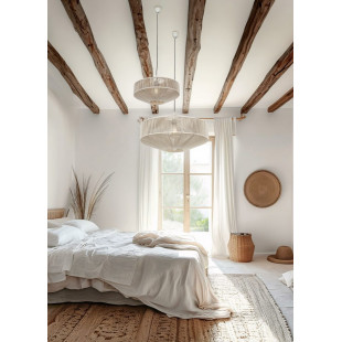 Lampa wisząca sznurkowa japandi Svea 61cm kremowa Trio