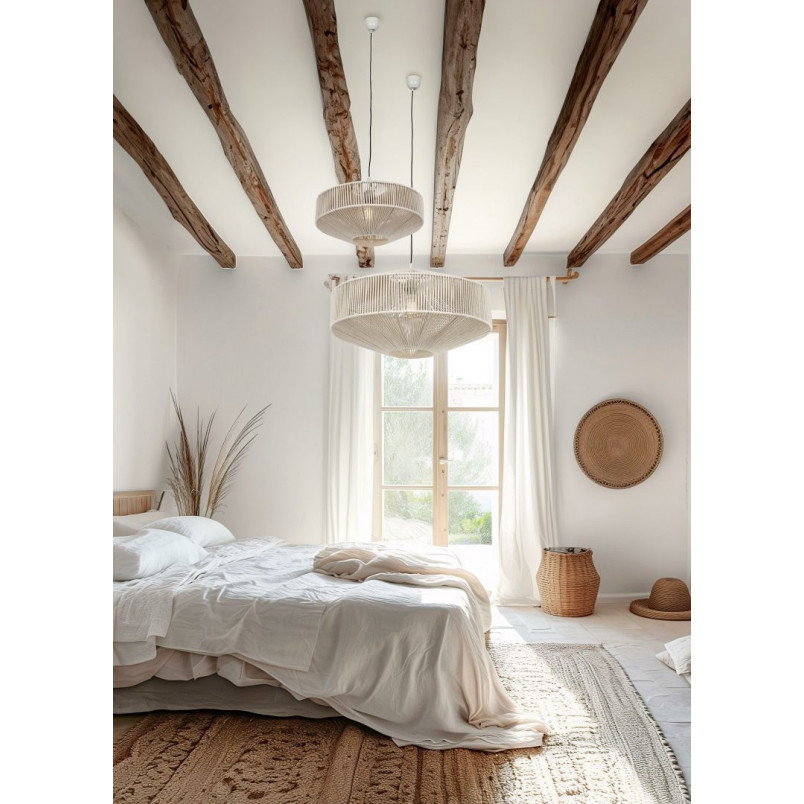 Lampa wisząca sznurkowa japandi Svea 61cm kremowa Trio