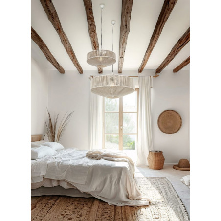 Lampa wisząca sznurkowa japandi Svea 61cm kremowa Trio