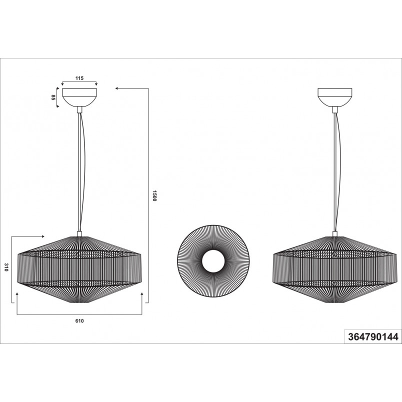 Lampa wisząca sznurkowa japandi Svea 61cm kremowa Trio