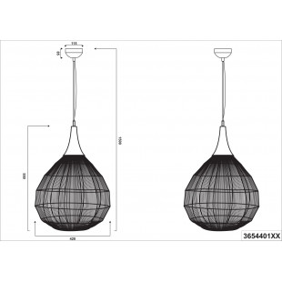 Lampa wisząca orientalna Soraya 42cm czarna Trio